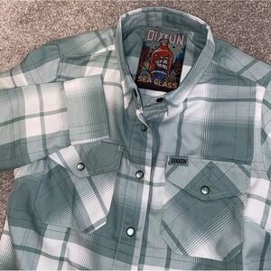 Dixon Sea Glass Flannel Mens Small / Women's Medium Green Plaid Work Wear Camp
